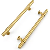 Zawiasy, okucia i inne akcesoria - 2 złote uchwyty do szafek i szuflad. Rozstaw otworów: 192 mm. Wykonane ze stopu aluminium i cynku. Śruby w zestawie. - miniaturka - grafika 1