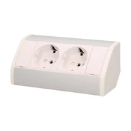 Gniazdka elektryczne - Orno Gniazdo meblowe podwójne schuko biało-srebrne OR-GM-9005/W-G(GS) - miniaturka - grafika 1