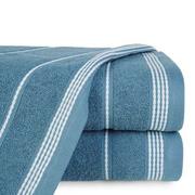 Ręczniki - Ręcznik bawełniany 50x90 MIRA ciemny niebieski zdobiony bordiurą w pasy - miniaturka - grafika 1