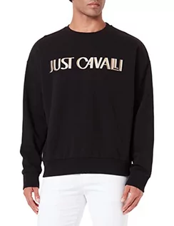 Bluzy męskie - Just Cavalli Bluza męska, 900 czarna, XS - grafika 1
