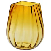 Wazony i flakony - Masywny wazon z kwadratowym brzegiem ryflowany 25,5 cm bursztynowy - miniaturka - grafika 1