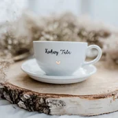 Filiżanki - Filiżanka 250 ml ze spodkiem - Kochany Tata ZŁOTE SERCE - miniaturka - grafika 1