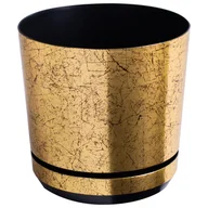 Donice - 14 cm wzór STARE ZŁOTO * Doniczka z podstawką * klasyczna *elegancka *rustykalna * z połyskiem * z drenażem - miniaturka - grafika 1