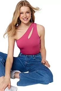 Trendyol Damskie body z dzianiny jednokolorowe, różowy, M - Body - miniaturka - grafika 1