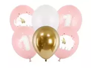 Baby shower i roczek - Balony Roczek Baby pink 30cm 6szt - PartyDeco - miniaturka - grafika 1