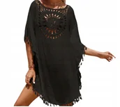 Bluzki damskie - LETNIA SUKIENKA DAMSKA ZWIEWNA NARZUTKA TUNIKA PLAŻOWA PAREO PLAŻOWE BOHO - miniaturka - grafika 1