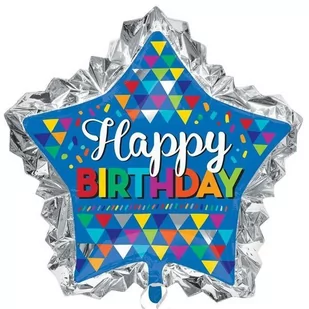 Balon foliowy, Happy Birthday, niebieski, 86x81 cm, 1 sztuka - Balony i akcesoria - miniaturka - grafika 1