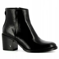 Botki damskie - Carinii B5582 botki czarne damskie klocek skóra naturalna r.37 - miniaturka - grafika 1