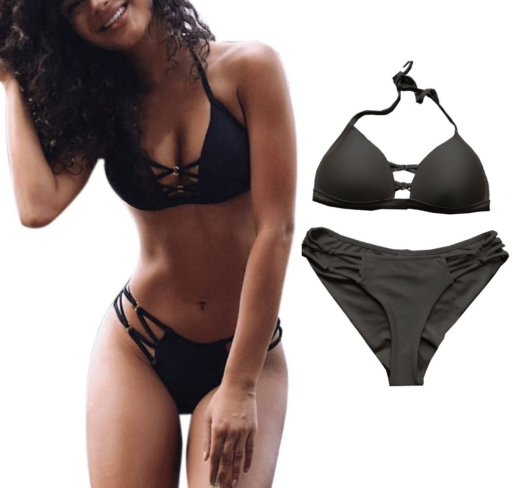 Strój Kąpielowy Paski Seksowny Push Up Roz. M 38