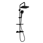 Panele prysznicowe - Mexen KT33 zestaw prysznicowy natynkowy z deszczownicą i baterią termostatyczną, czarny - 771503393-70 - miniaturka - grafika 1
