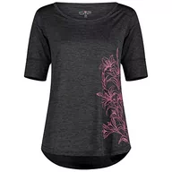 Koszulki i topy damskie - CMP T-Shirt damskie, Antracyt Mel.-Pink Fluo, 46 - miniaturka - grafika 1