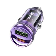 Akcesoria do smartwatchy - HOCO ładowarka samochodowa Typ C PD30W + USB QC 3.0 Z53A VISION transparentny fiolet - miniaturka - grafika 1