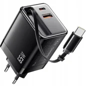 Ładowarki do telefonów - SZYBKA ŁADOWARKA ZASILACZ PD 65W KOSTKA WBUDOWANY ZWIJANY KABEL Koanni - miniaturka - grafika 1