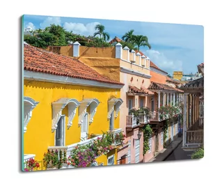 szklana osłona kuchenna Domy balkony kwiaty 60x52, ArtprintCave - Deski do krojenia - miniaturka - grafika 1