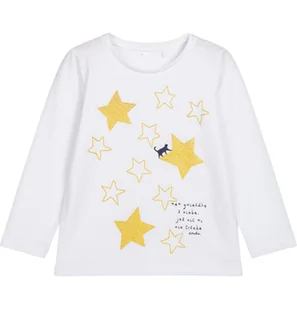 T-shirt z długim rękawem dla dziewczynki, z gwiazdami, biały 3-8 lat - Bluzki dla dziewczynek - miniaturka - grafika 1