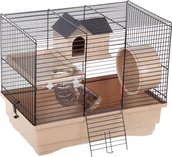 Klatki dla gryzoni - KLATKA dla CHOMIKA myszek GRYZONI z tunelem +kołowrotek domek WYSOKA KUWETA - miniaturka - grafika 1