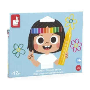 Janod Kredki woskowe 12 kolorów 12 szt. - Kredki, ołówki, pastele i pisaki - miniaturka - grafika 1