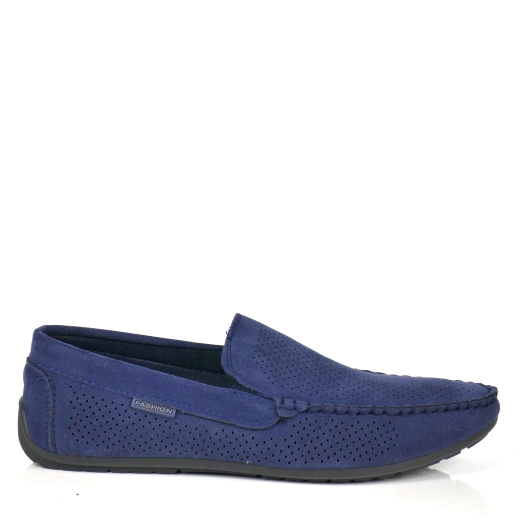 MOKASYNY MĘSKIE AŻUROWE WSUWANE HAVER AB96LH-3 NAVY NIEBIESKIE, 40, 26,2cm