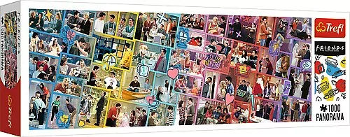 Trefl - Friends, Spotkanie z Przyjaciółmi - Puzzle Panoramiczne 1000 Elementów - Kolaż z Bohaterami Serialu Przyjaciele, Układanka DIY, Kreatywna Rozrywka, Puzzle dla Dorosłych i Dzieci od 12 Lat
