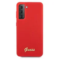 Etui i futerały do telefonów - Guess GUHCS21MLSLMGRE S21+ G996 czerwony/red hardcase Silicone Script Metal Logo GUE001188 - miniaturka - grafika 1