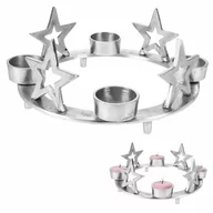 Świeczniki - Świecznik na 4 tealigt podstawka pod świeczkę aluminiowy święta gwiazda 4 sztuki 25 cm kod: O-569189 - miniaturka - grafika 1