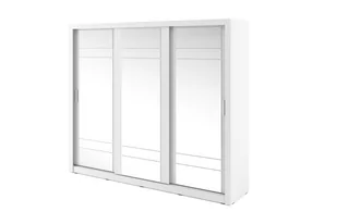Duża szafa trzydrzwiowa z lustrem biała APERA - Szafy - miniaturka - grafika 1