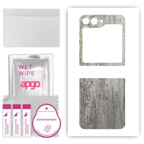 folia naklejka skórka strukturalna na TYŁ do Samsung W24 Flip - Beton Złote Paski - apgo SKINS