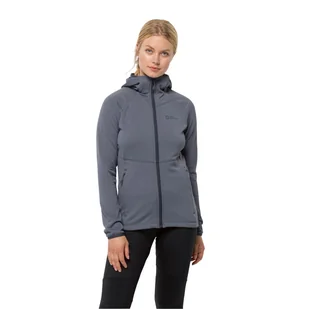 Bluza polarowa damska Jack Wolfskin KOLBENBERG HOODED FZ W dolphin - XS - Bluzy damskie - miniaturka - grafika 1