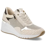 Sneakersy damskie - Beżowe Sneakersy Marco Tozzi Stylowe Obuwie Damskie Na Koturnie - miniaturka - grafika 1