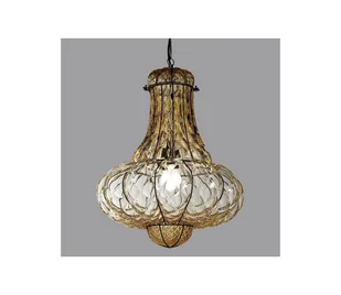 SIRU - Żyrandol na łańcuchu DOGE 1xE27/60W/230V śr. 30 cm beżowy/czarny szkło weneckie - Lampy sufitowe - miniaturka - grafika 1
