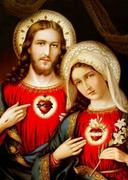 Kolorowanki, wyklejanki - Wyklejanka Serce Jezusa i Maryi - miniaturka - grafika 1