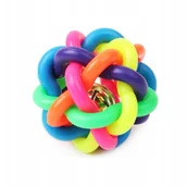 Zabawki dla psów - NUXIE Zabawka dla psa gumowa piłka pleciona z dzwoneczkiem 6cm - miniaturka - grafika 1