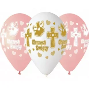 Gemar Balloons Balony 13", "Chrzest Dziewczynki", mix, Gemar, 5 szt GS120/617BR - Pamiątka Chrztu Świętego - miniaturka - grafika 3