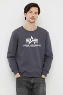 Bluzy męskie - Alpha Industries bluza męska kolor szary z nadrukiem - miniaturka - grafika 1