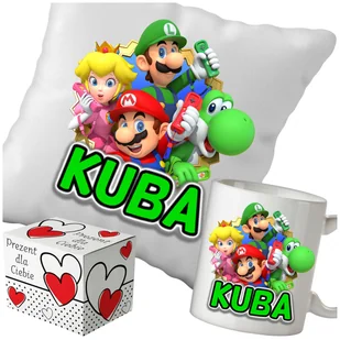 Kubek + Poduszka Super Mario Bros 330ml 40x40cm i Opakowanie Na Prezent i Imię - Gadżety dla niej i dla niego - miniaturka - grafika 1