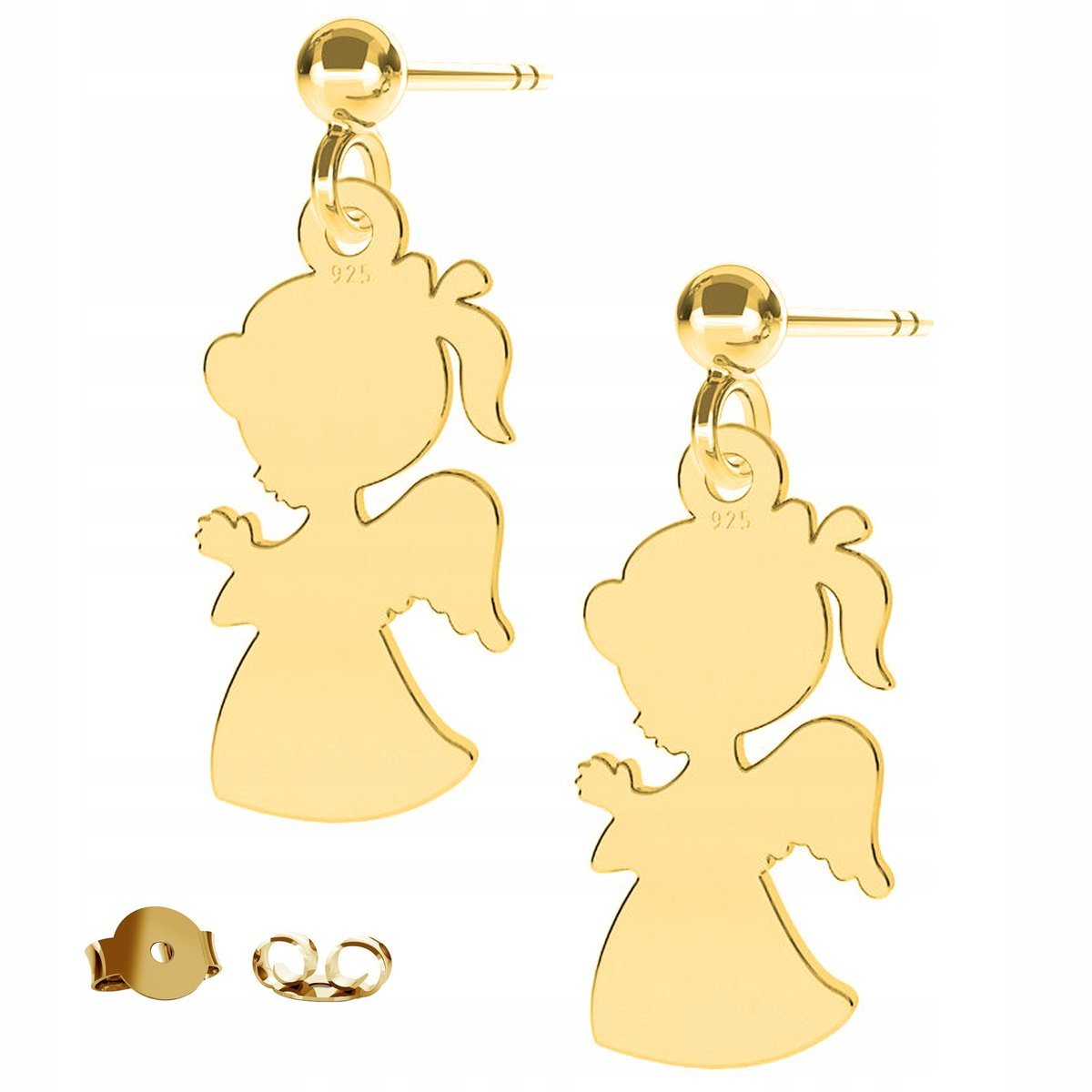 Kolczyki złote Anioł Aniołek Angel 925