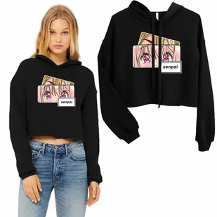 Bluza Damska Czarna Krótka Anime Manga Wzory - M - Bluzy damskie - miniaturka - grafika 1