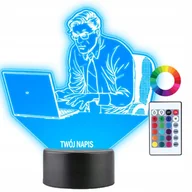 Lampy stojące - Lampka Nocna Programista Komputer Prezent Twój Napis Imię Grawer 3D LED - miniaturka - grafika 1