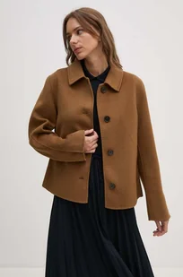 Tommy Hilfiger kurtka wełniana kolor brązowy przejściowa WW0WW42625 - Kurtki damskie - miniaturka - grafika 1