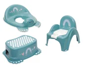 Nocniki - Zestaw NOCNIK krzesełko GRAJĄCY podnóżek NAKŁADKA Tęcza Turkusowy - miniaturka - grafika 1