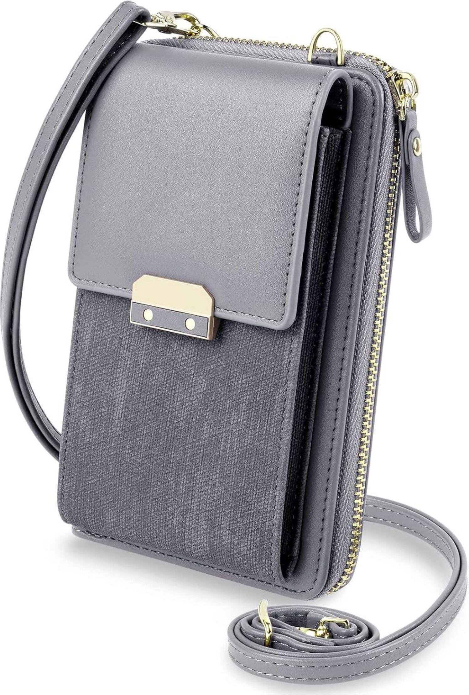 Aucuu damska mini torba na ramię ze skóry PU, portfel z etui na smartfon i telefon komórkowy