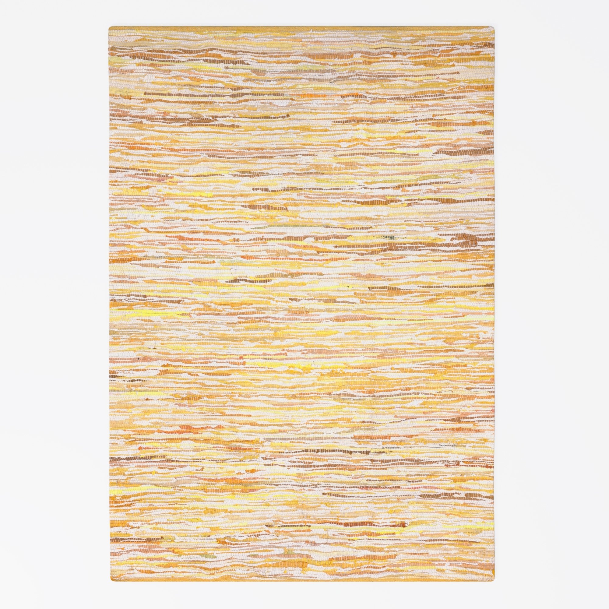 Dywan patchworkowy MY-RUG, Rajesh, 230x160, Chindi żółty, wykonany z resztek bawełny z recyklingu, naszywki, ręcznie tkany, dwustronny, prostokątny