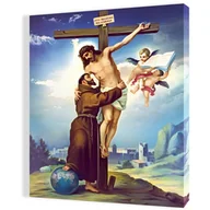 Ikony i obrazy sakralne - Obraz religijny na płótnie Jezus Chrystus i Święty Franciszek z Asyżu, ukrzyżowanie Jezusa na krzyżu - miniaturka - grafika 1