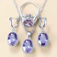 Zestawy biżuterii dla kobiet - Srebrny komplet biżuterii z cyrkoniami - Fioletowy 6 - miniaturka - grafika 1