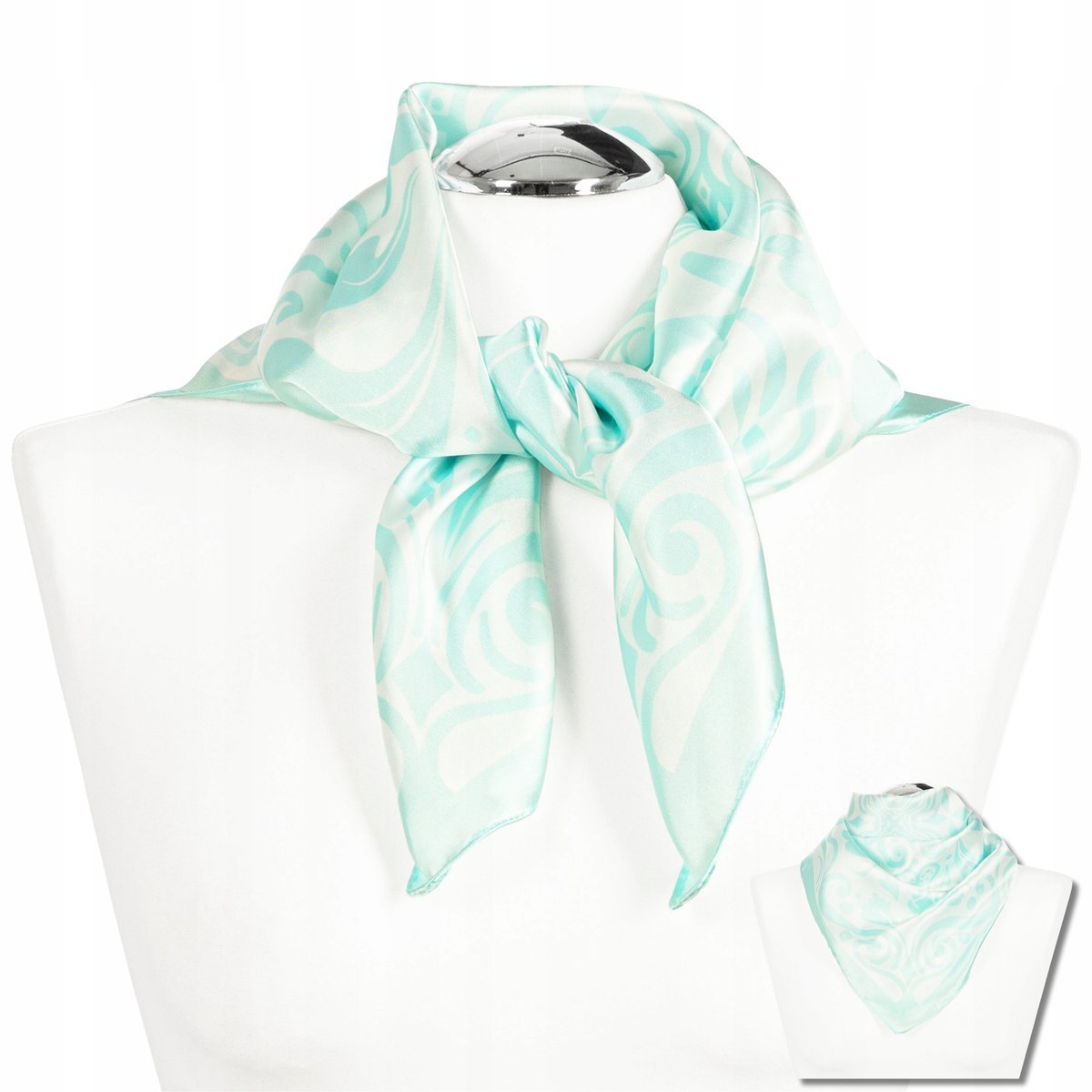 ELEGANCKI SZAL LEKKA KWADRATOWA APASZKA DAMSKA STYLOWY SZALIK MORAJ MINT