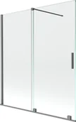 Parawany nawannowe - Mexen Velar parawan nawannowy 2-skrzydłowy rozsuwany 150 x 150 cm, transparent, gun metal - 896-150-000-01-95 - miniaturka - grafika 1