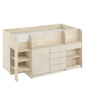 Łóżka dla dzieci i młodzieży - Łóżko Piętrowe Smile Lewe Dąb Endgrain / Granada Migdał MebloCross Granada Migdał, Dąb Endgrain - miniaturka - grafika 1