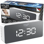 Zegary - BUDZIK ZEGAR ALARM GODZINA TEMPERATURA ADLER AD1189w | White - miniaturka - grafika 1