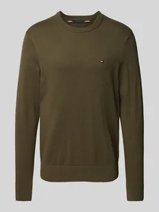 Sweter z dzianiny z wyhaftowanym logo model ‘PIMA’ - Swetry męskie - miniaturka - grafika 1
