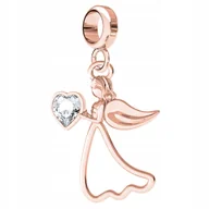 Wisiorki - Charms Anioł z Sercem różowe złoto S925 - miniaturka - grafika 1